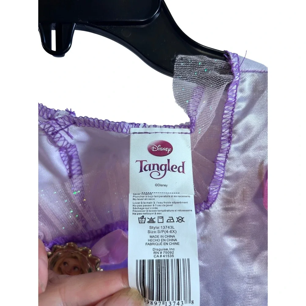 Disney Tangled Rapunzel Costume Dress 4-6X Purple Pink Glitter Kids